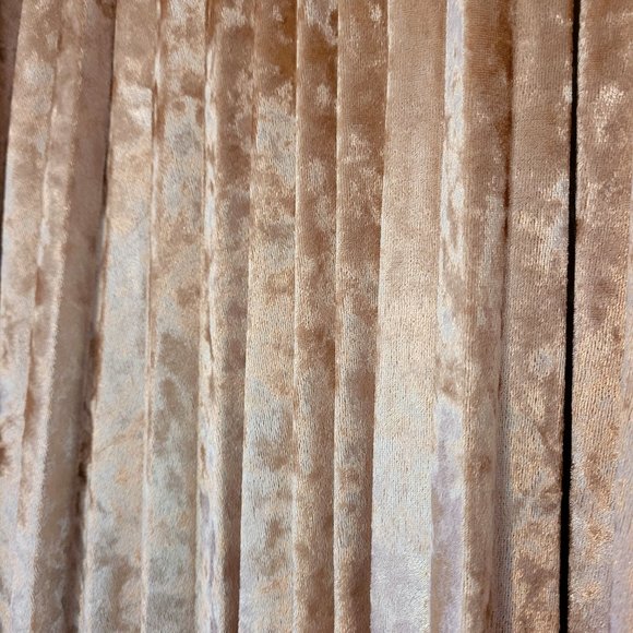 Gold Crushed Velvet Pleated Midi Skirt - Picture 3 of 5